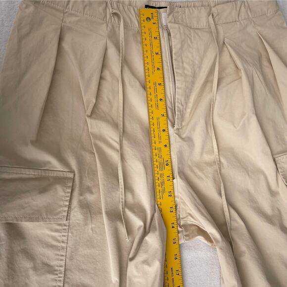 Zara Cargo Parachute High Rise Barrel Balloon Pants Cream Women's Size Large - Picture 8 of 16